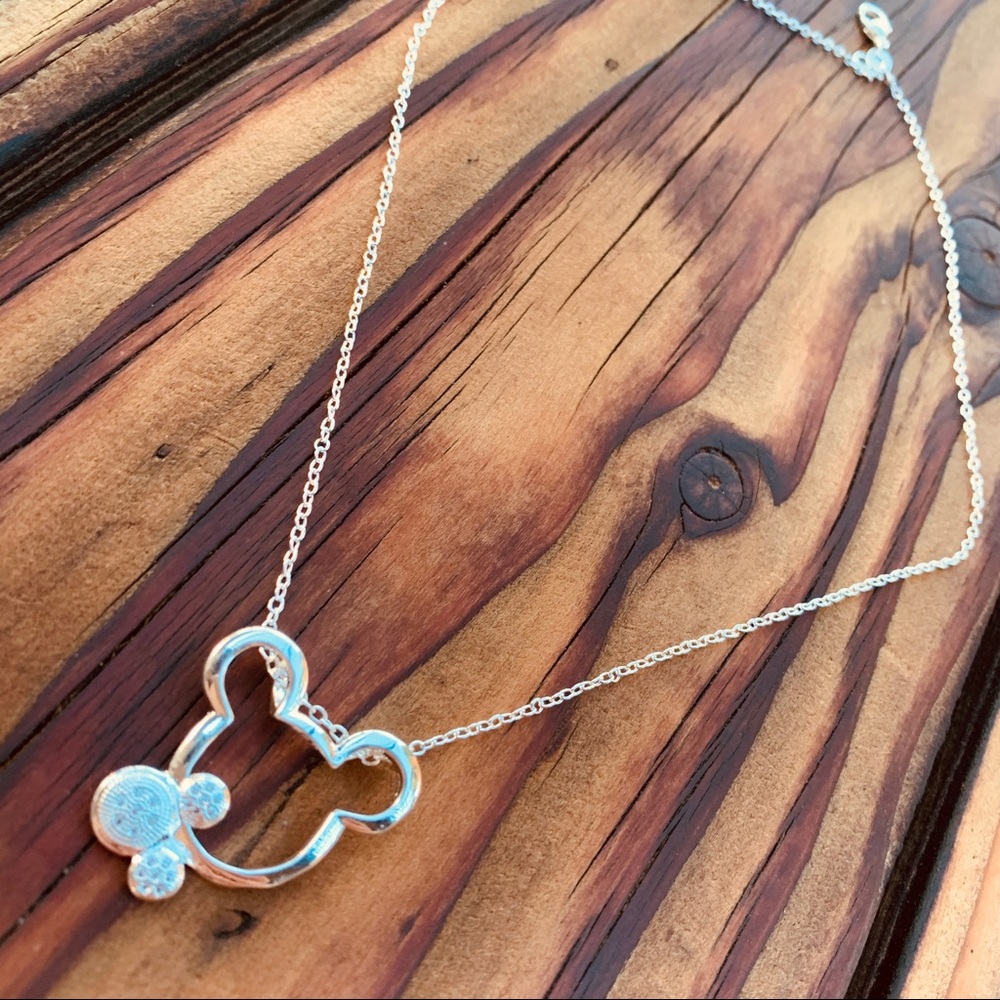 MICKEY 925 Silver Crystal Mickey Necklace with GIFT Box - Picture 2 of 8